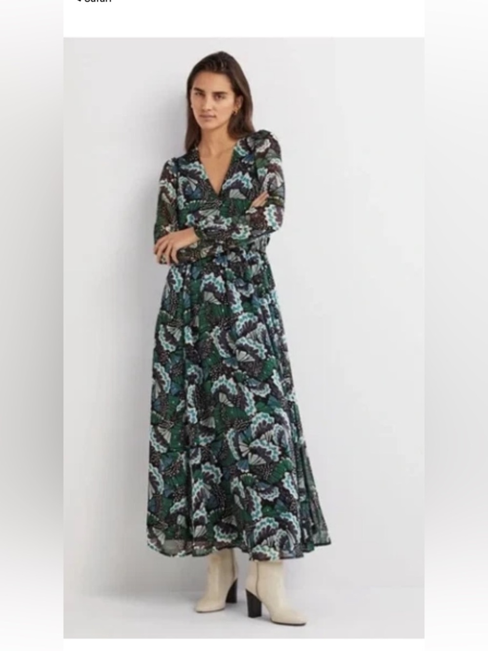 NWT Boden Green and Blue Butterfly / Floral Print Maxi Dress - Picture 8 of 9
